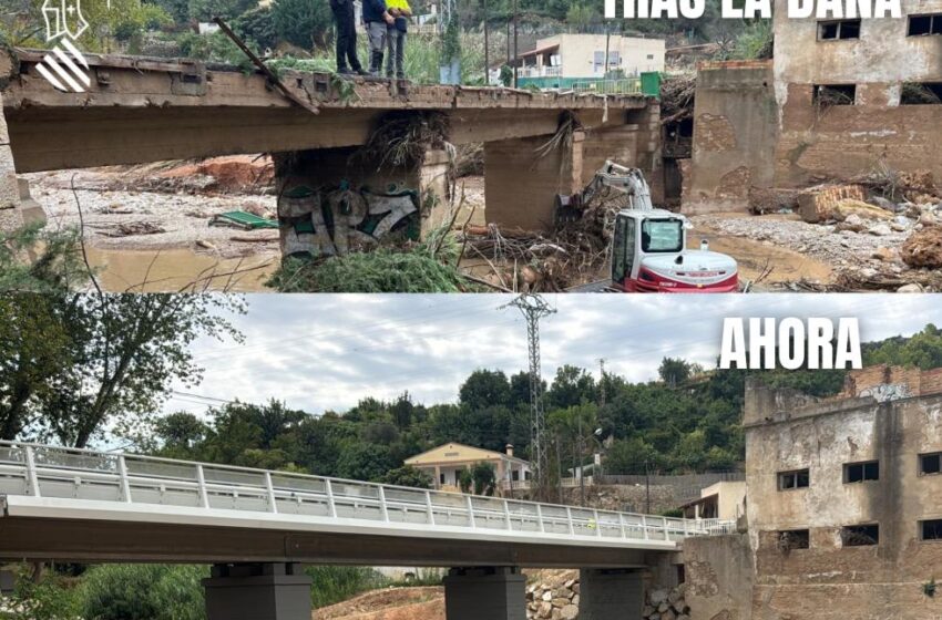  La Generalitat obri al trànsit el pont de l’Hortelà a Bunyol i finalitzarà les obres del pont de la República abans de la Tomatina
