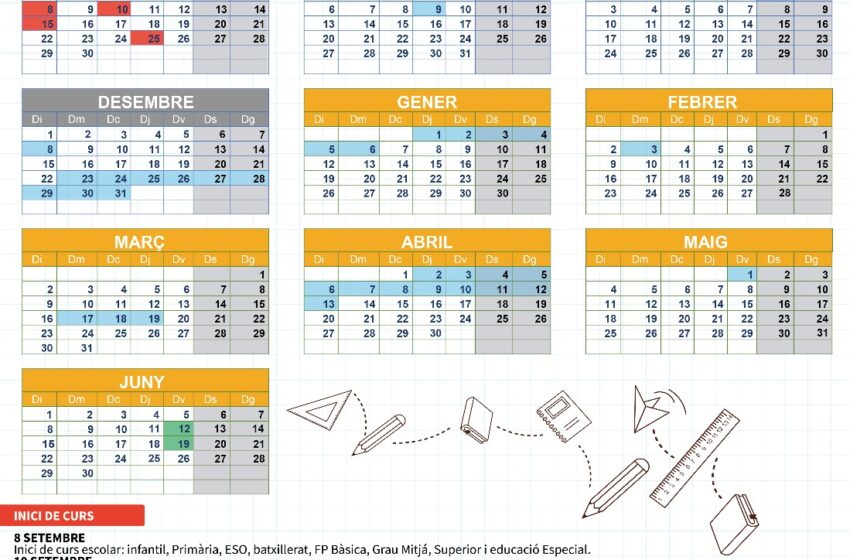  Calendari escolar de Torrent per al curs 2025/2026 amb 181 dies lectius