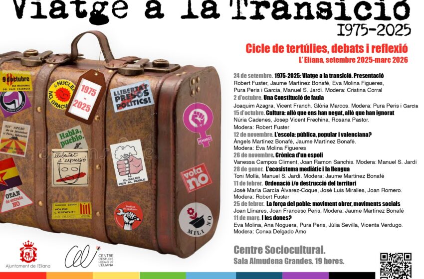  L’Eliana presenta el cicle ‘1975-2025: Viatge a la Transició’ amb debats, tertúlies i reflexió col·lectiva