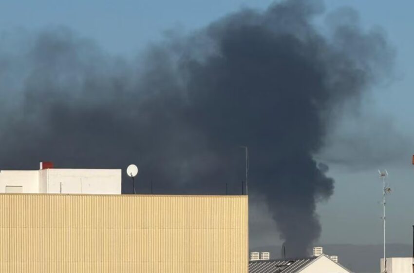 Els bombers treballen en l’extinció d’un incendi en un desballestament de Quart de Poblet