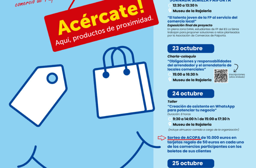 Paiporta celebra la Setmana del Comerç Local amb activitats, formació i premis per a fomentar les compres al municipi