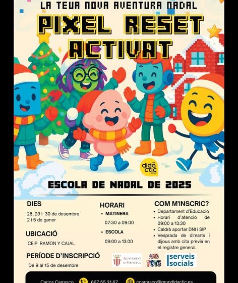  Xirivella obri les inscripcions per a l’Escola de Nadal 2025
